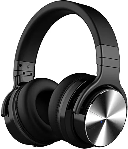 Active Noise Cancelling Bluetooth Headphones with Microphone, Deep Bass, 30 Hours Playtime (Black)