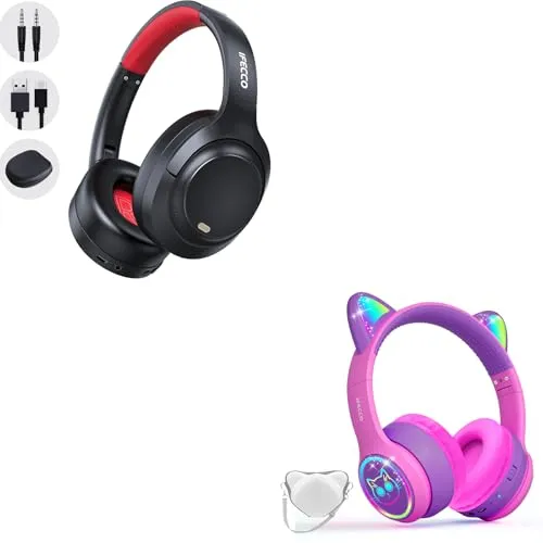 Active Noise Cancelling Bluetooth Kids Headphones with Microphone - Cute Cat Ear Design