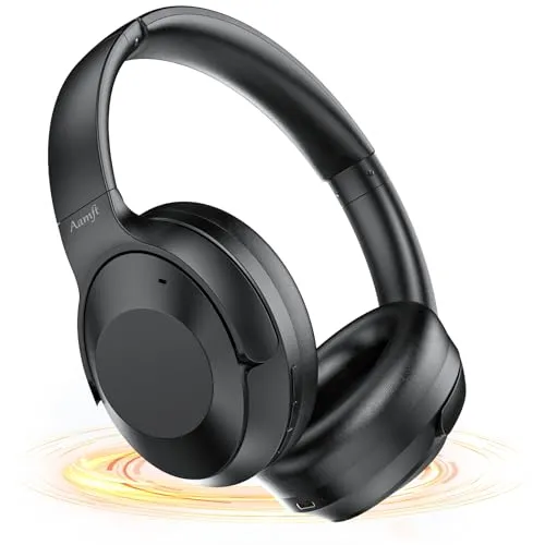 Active Noise Cancelling Headphones, 2024 Wireless Over Ear Bluetooth, 80H Playtime, Deep Bass