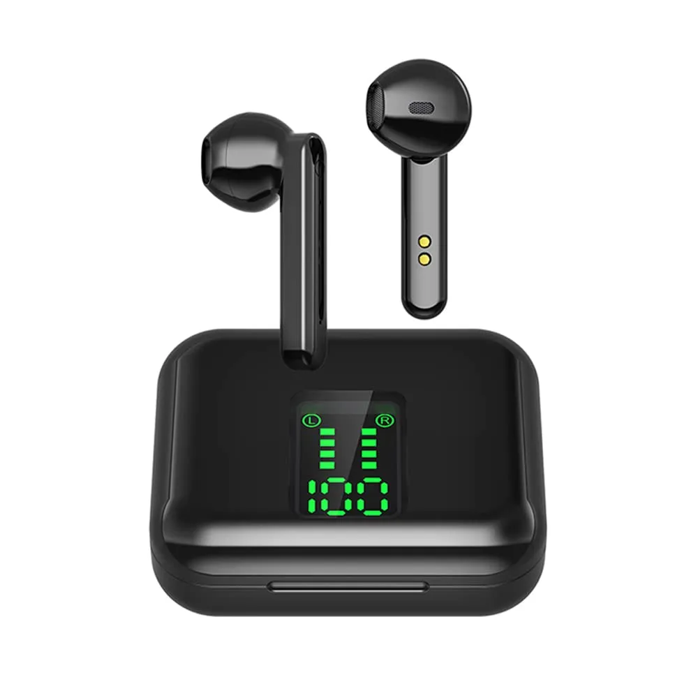 Acuvar Bluetooth 5.0 Waterproof Earbuds with Touch Controls, LCD Case, Noise Cancelling (Black)