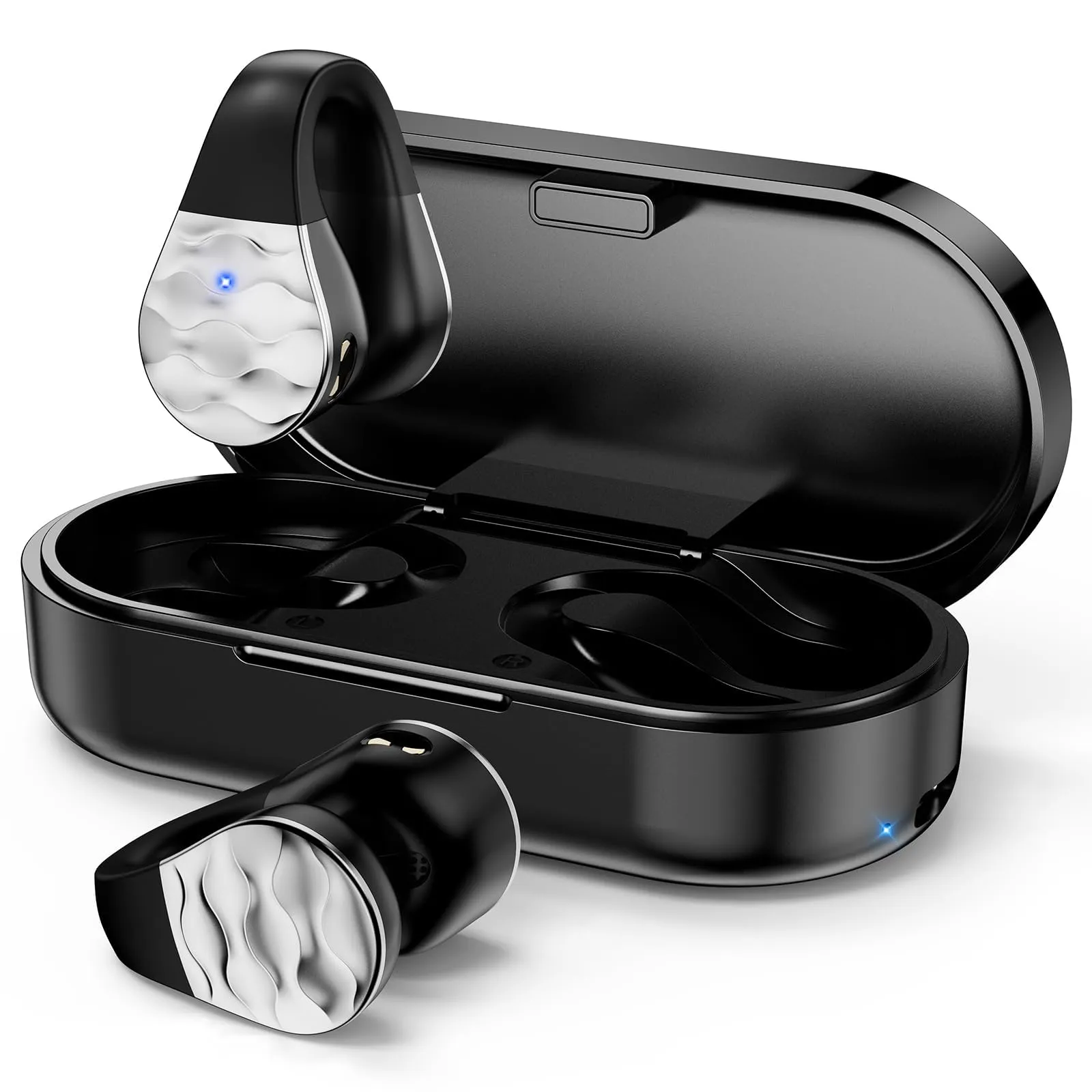 aigo Wireless Earbuds with Bluetooth 5.3, 60Hrs Playtime, Noise Canceling, Sports, Black