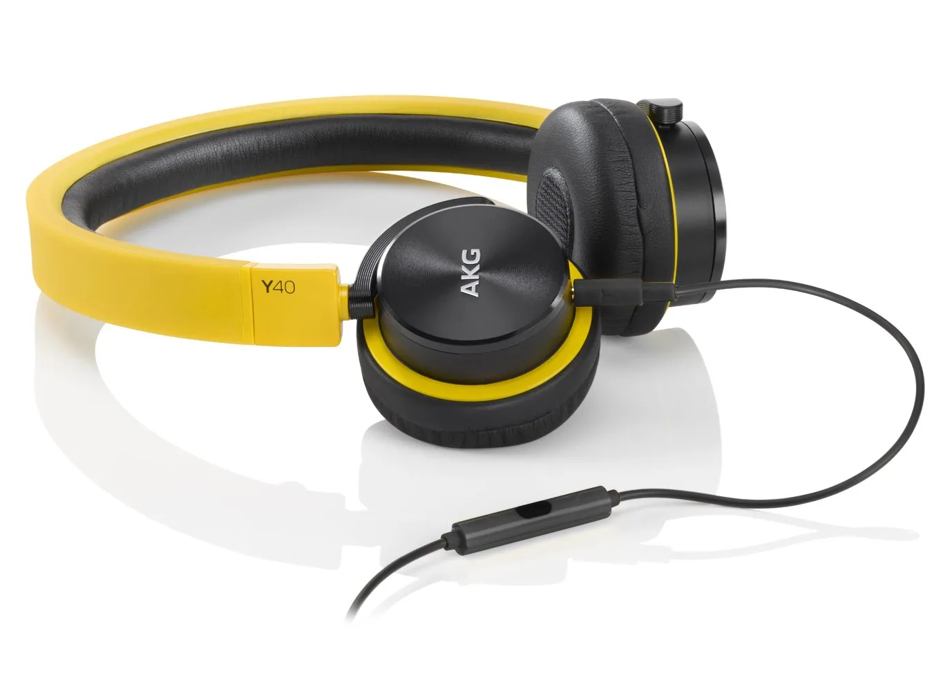 AKG Y40 Yellow Mini On-Ear Headphones with Remote/Mic, Lightweight, Detachable Cable, Comfortable