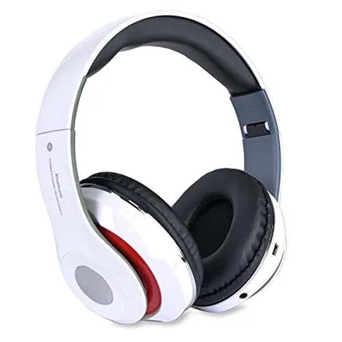 Altatac Bluetooth Rechargeable Over Ear Headset - Foldable Wireless/Wired Headphones - White