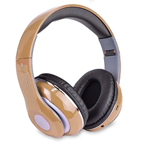 Altatac Bluetooth Rechargeable Over Ear Headset, Foldable Wireless Headphones, Gold