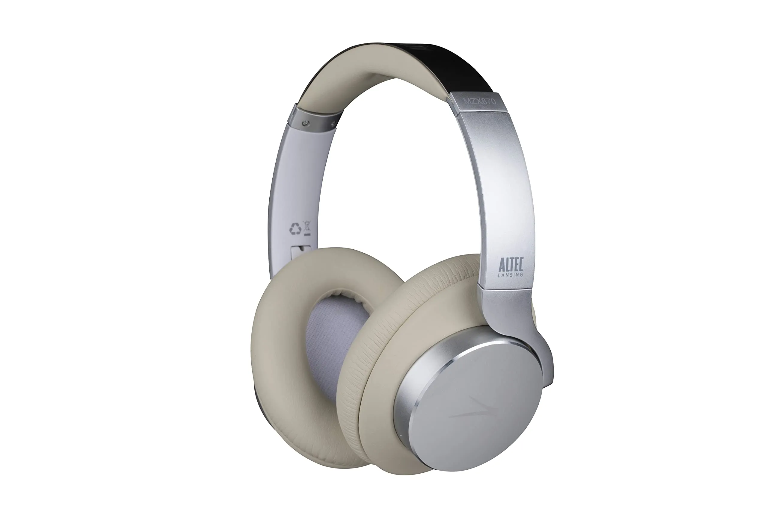 Altec Lansing Comfort Q+ Bluetooth Headphones, Active Noise Cancellation, White/Cream, 26H Playtime