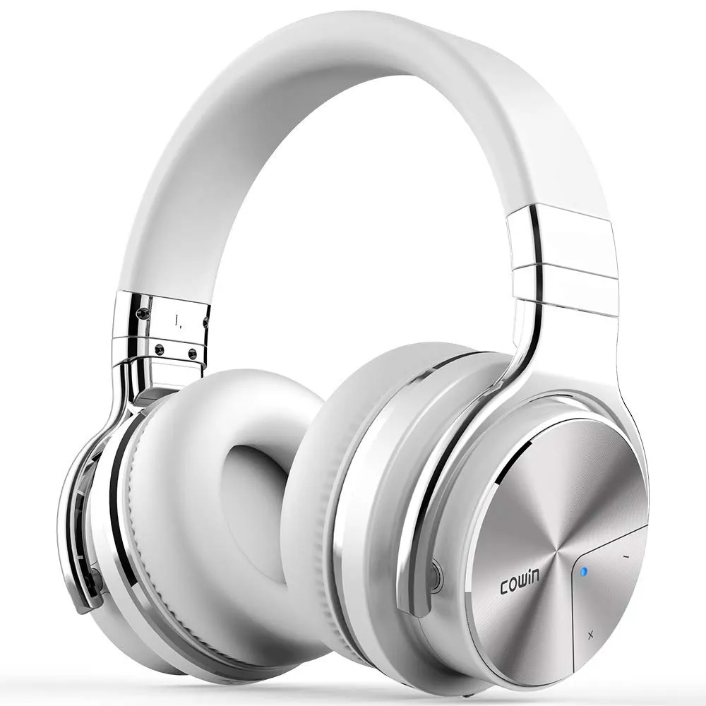 ANC Active Noise Cancelling Wireless Bluetooth Over-Ear Headphones, 30H Playtime, Silver