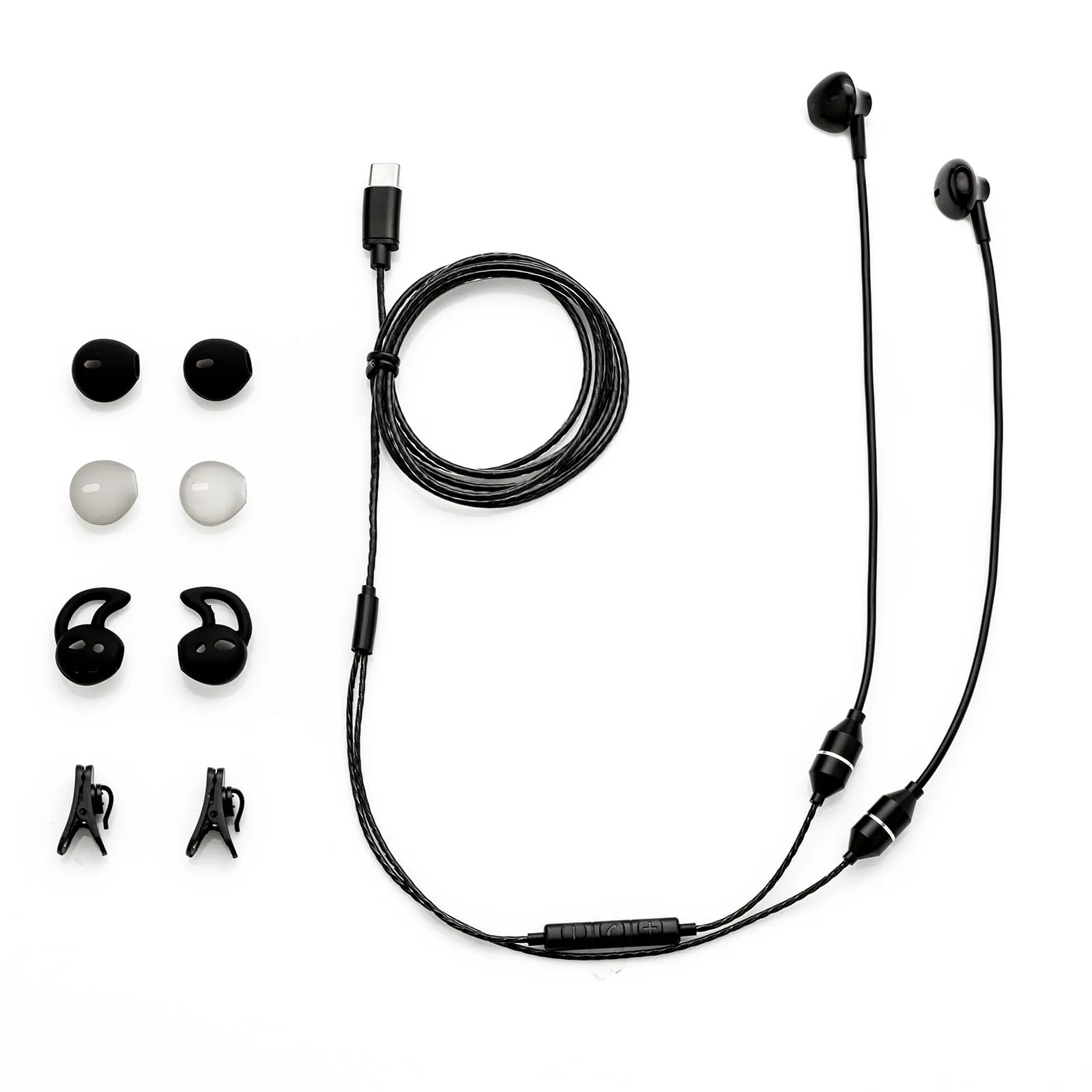 Anti-Radiation Air Tube Headphones USB-C, EMF Protection Earbuds with Volume Control & Mic (Black)