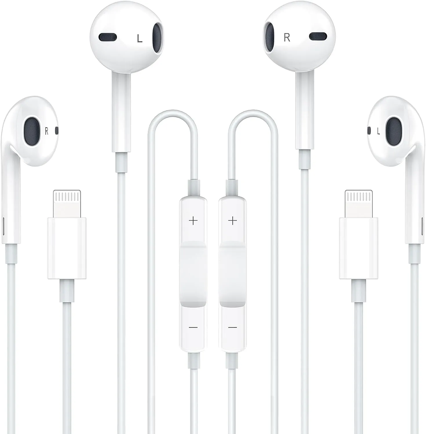 Apple Earbuds 2-Pack MFi Certified Wired Earphones for iPhone 14/13/12/11/SE/X/XR/XS/8/7