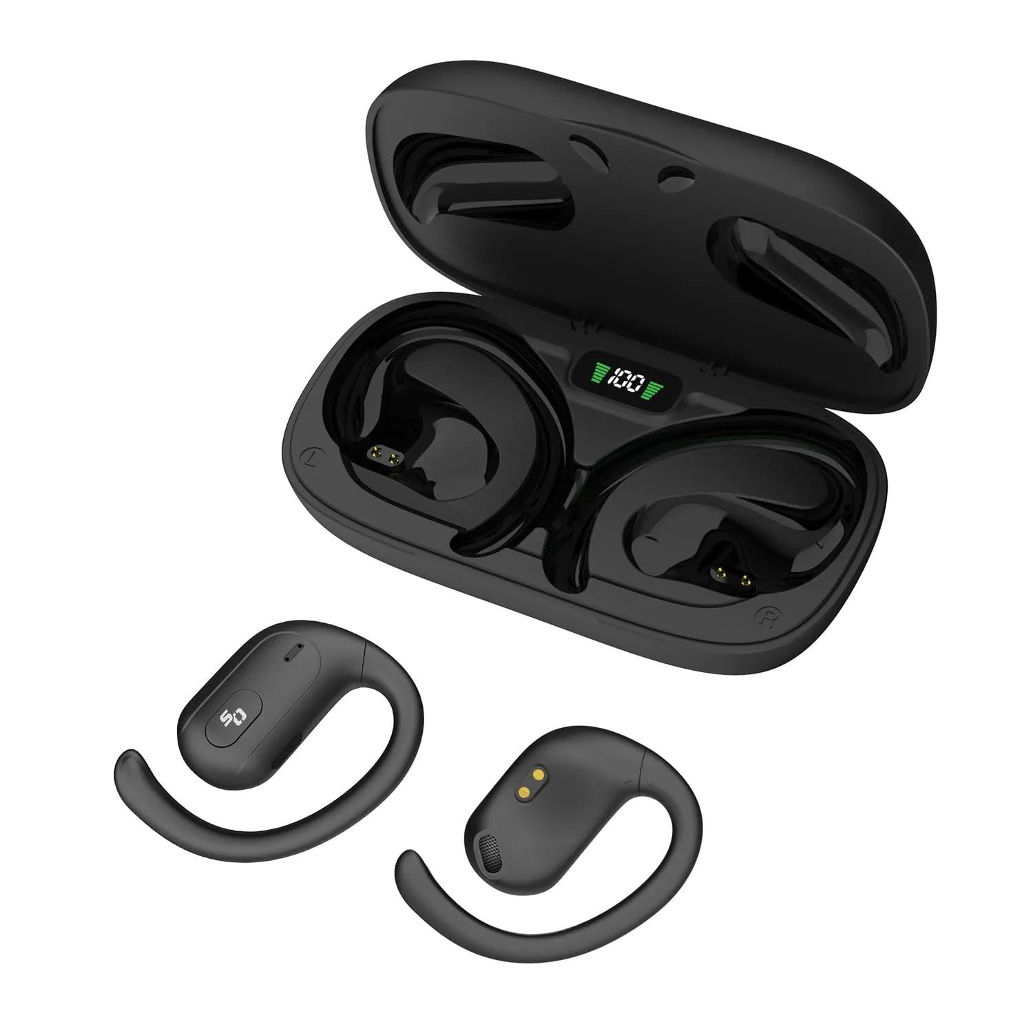 Aria+ Bluetooth Open-Ear Headphones with Microphone, True Wireless, Black - Premium Audio Experience