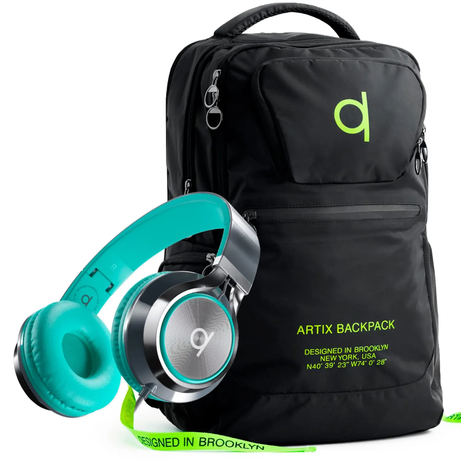 ARTIX CL750 Foldable Noise Isolating Headphones & Comfortable Laptop Travel Backpack Set