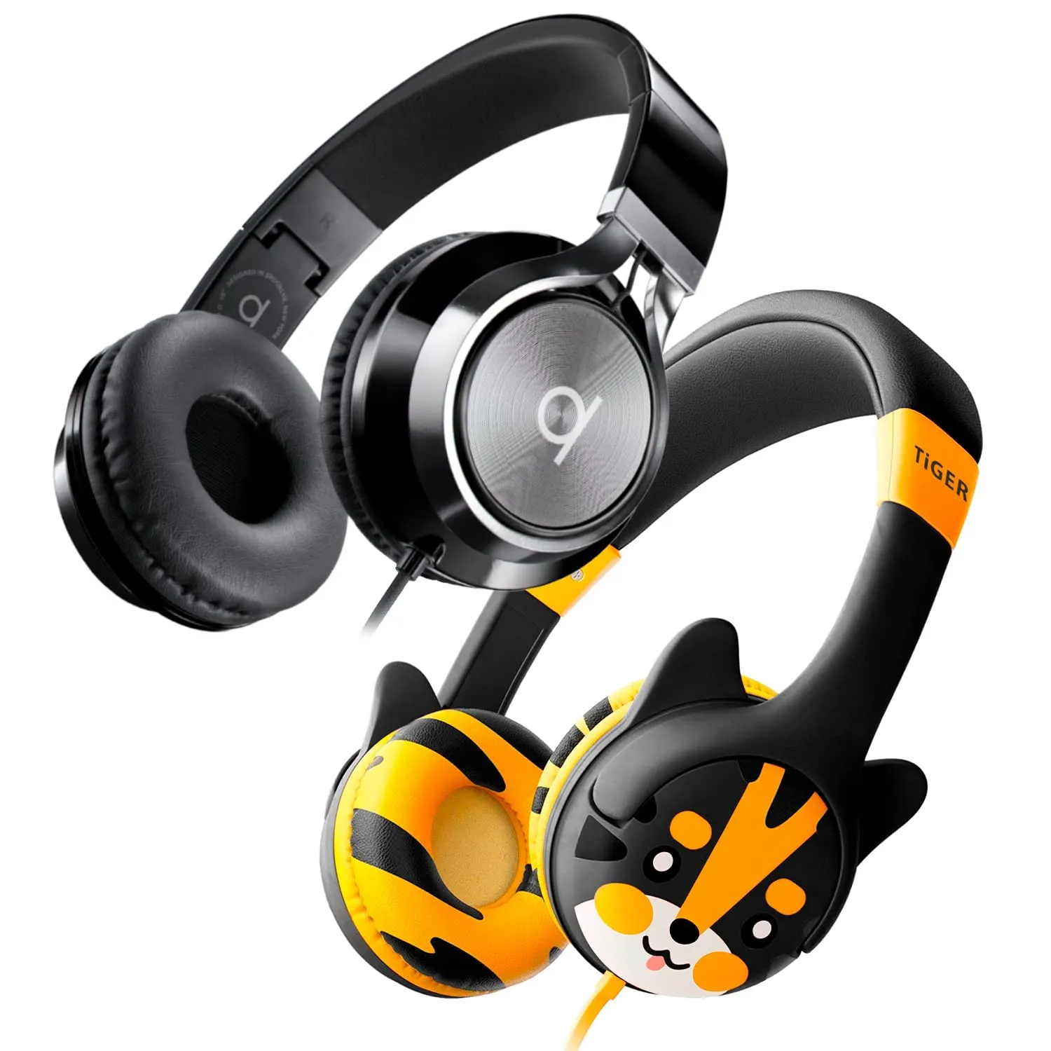 ARTIX CL750 Foldable Noise Isolating Headphones & Kidrox Tiger-Ear Kids Headphones for Boys/Girls