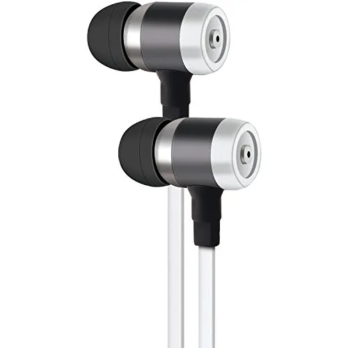 AT&T PE50 White In-Ear Stereo Earbuds with Microphone, Noise-Isolating, Tangle-Free Cable