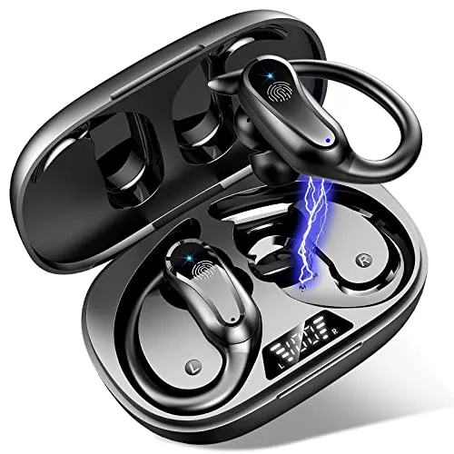 AT&T Radiant Max 5G Bluetooth 5.1 Headphones, IP7 Waterproof, 42Hrs Playtime, Earhooks & Mic