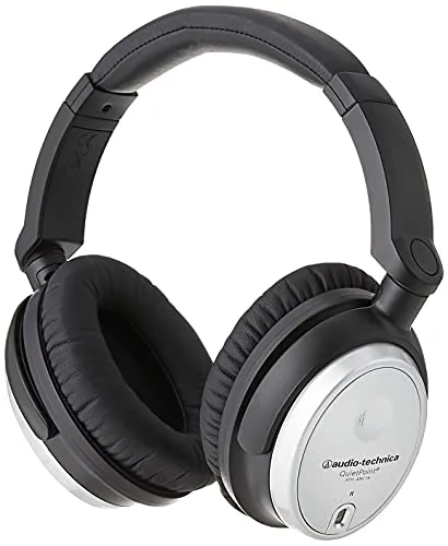 Audio-Technica ATH-ANC7b-SViS Noise-Cancelling Headphones, Black, Wired, In-Line Mic & Control