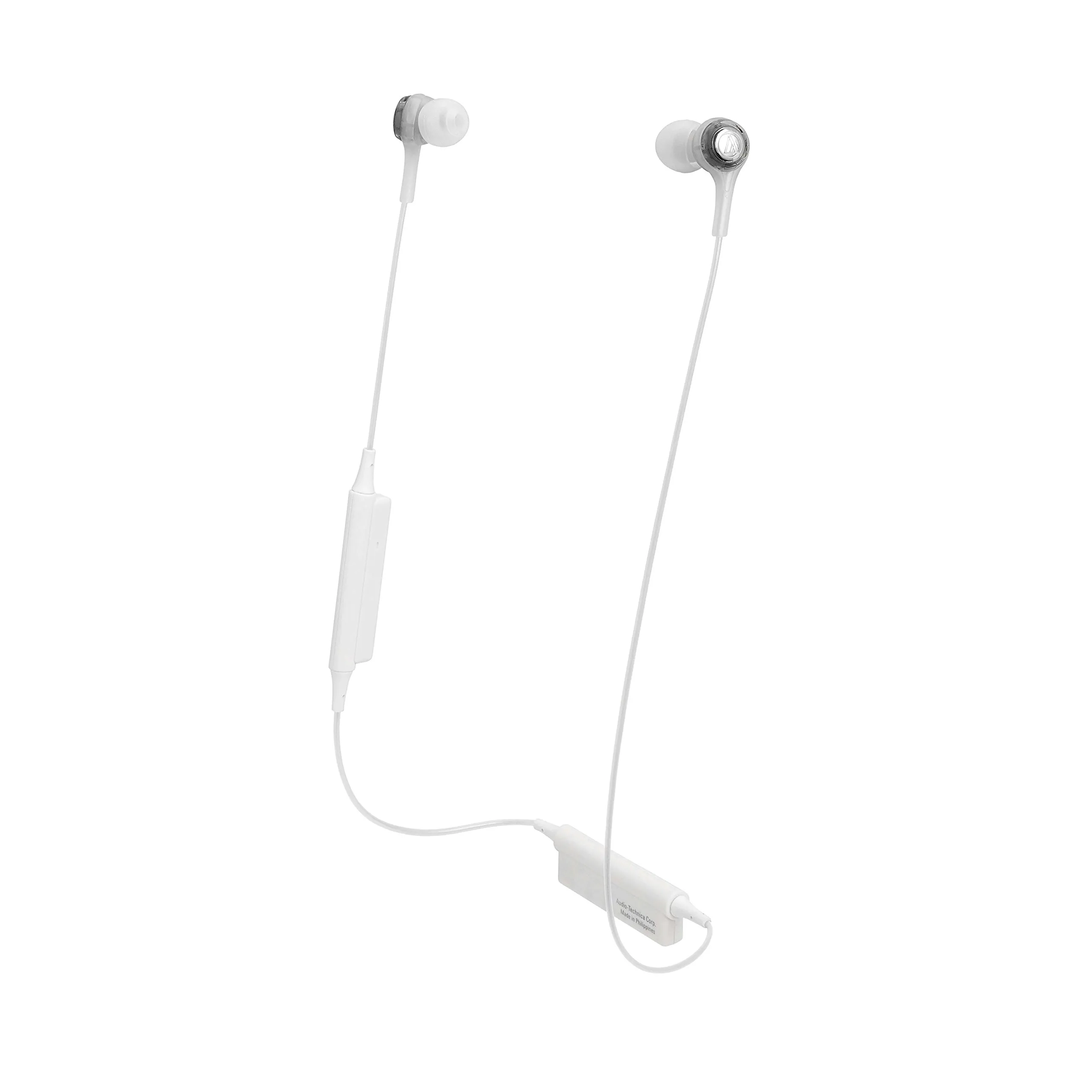 Audio-Technica ATH-CK200BT Bluetooth Wireless In-Ear Headphones, White with In-Line Mic & Control