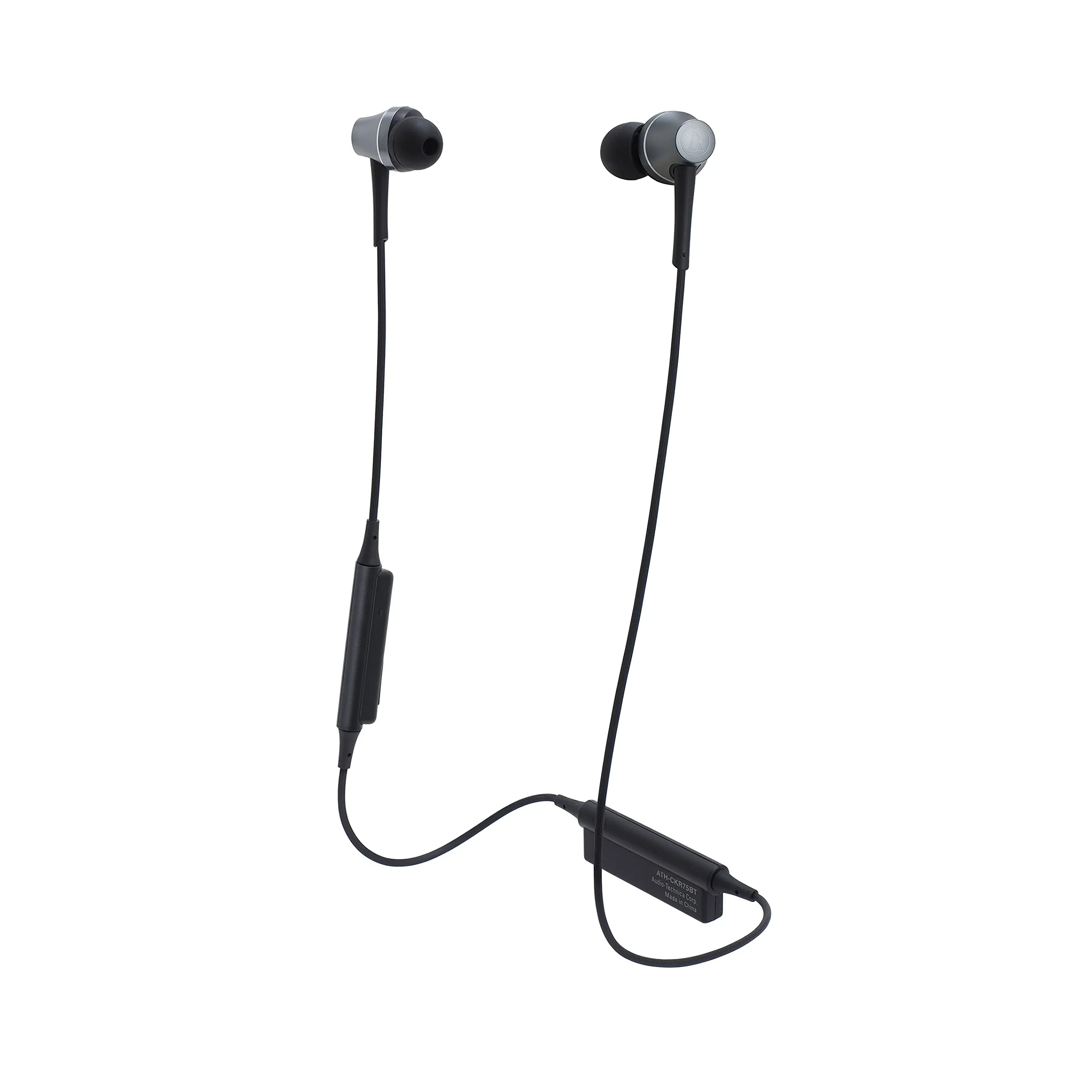 Audio-Technica ATH-CKR75BT Wireless In-Ear Headphones, Gun Metal, Bluetooth, In-Line Mic & Control