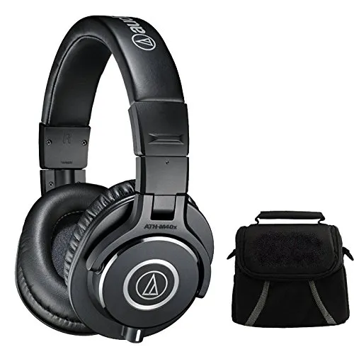 Audio-Technica ATH-M40x Professional Headphones Deluxe Bundle with Compact Gadget Bag