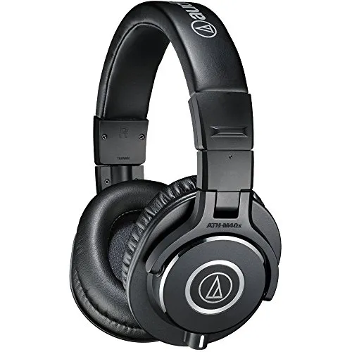 Audio-Technica ATH-M40x Professional Studio Headphones, Black, 90° Swivel Earcups, Detachable Cables