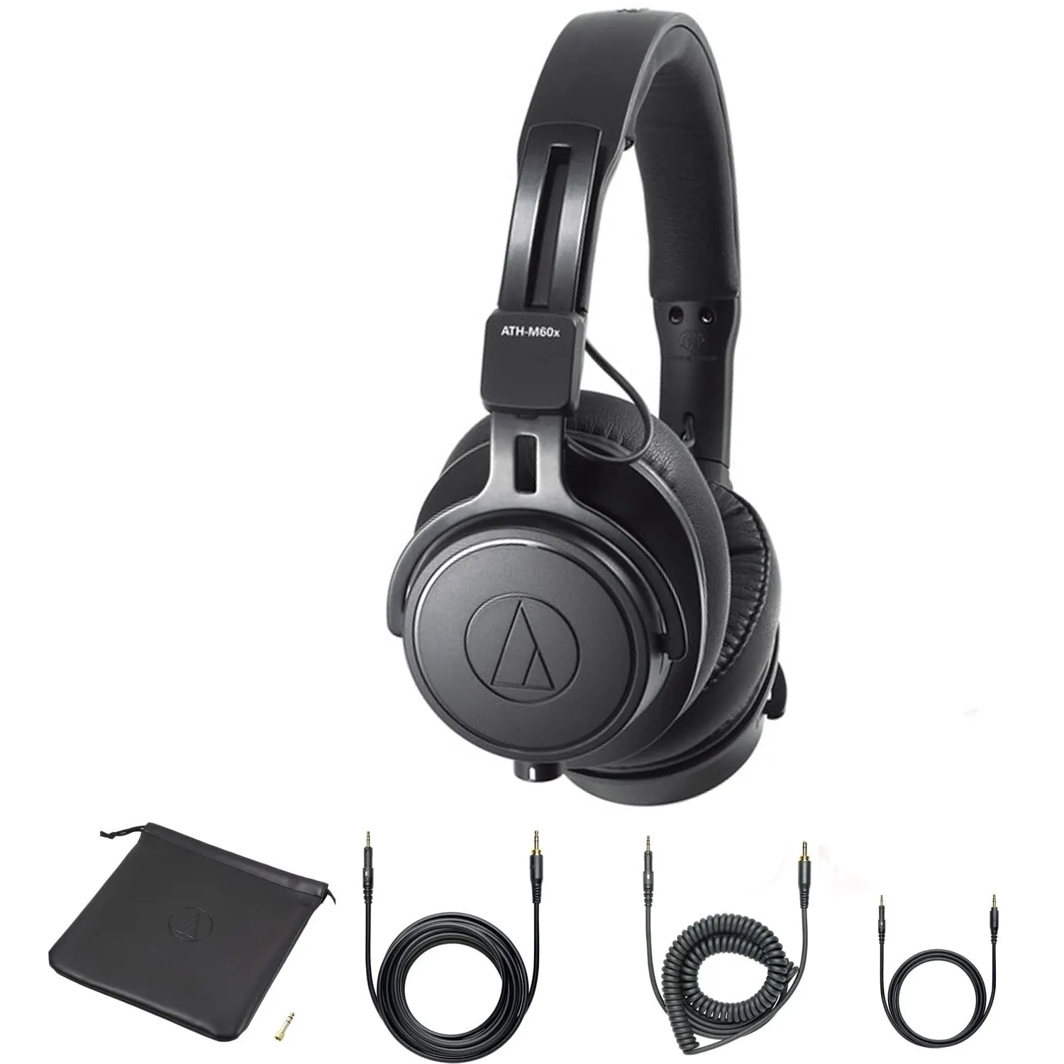 Audio-Technica ATH-M60X On-Ear Studio Monitor Headphones with Carrying Pouch & Extended Warranty