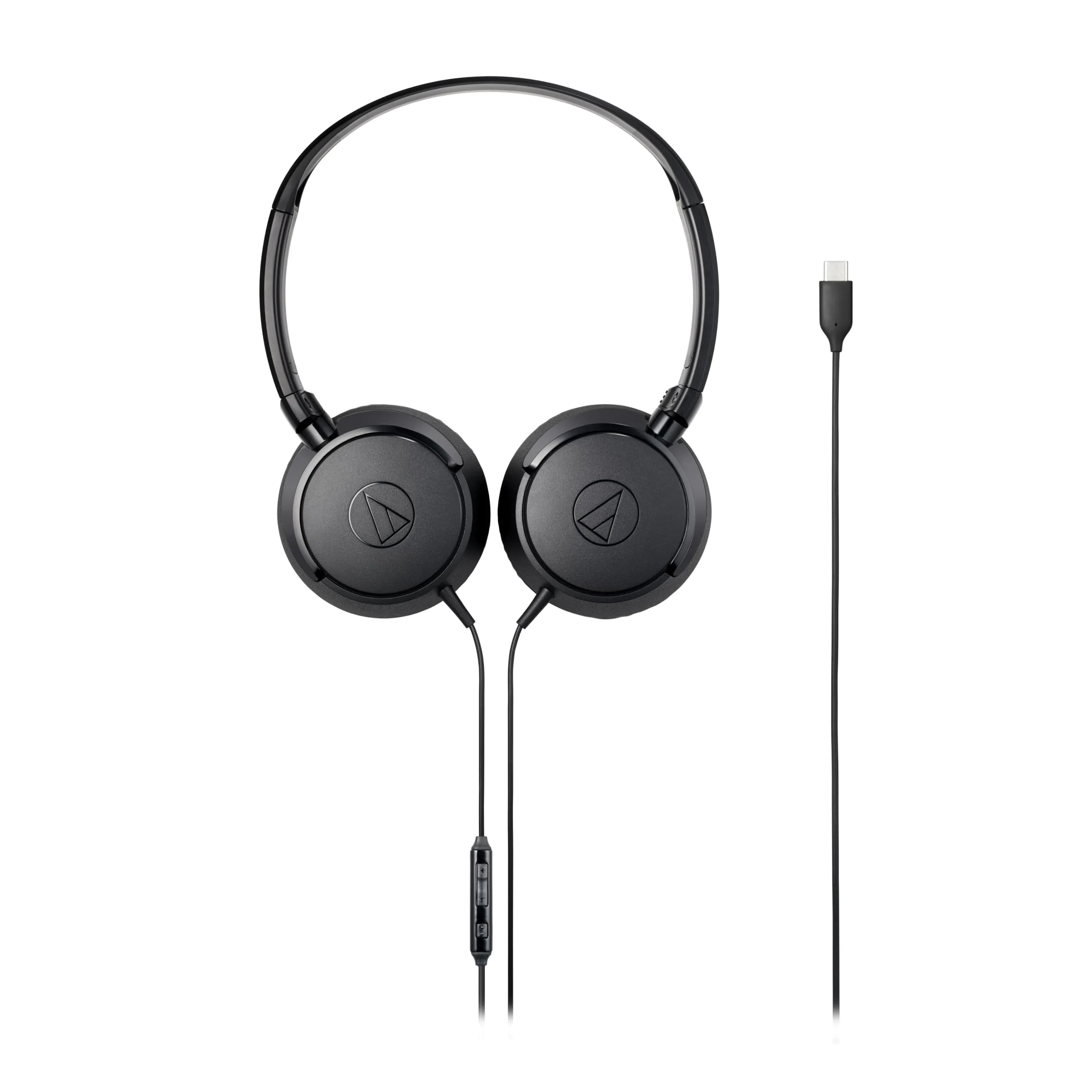 Audio-Technica ATH-S120C-BK USB-C Headphones - Lightweight, Comfortable, In-line Mic, Black