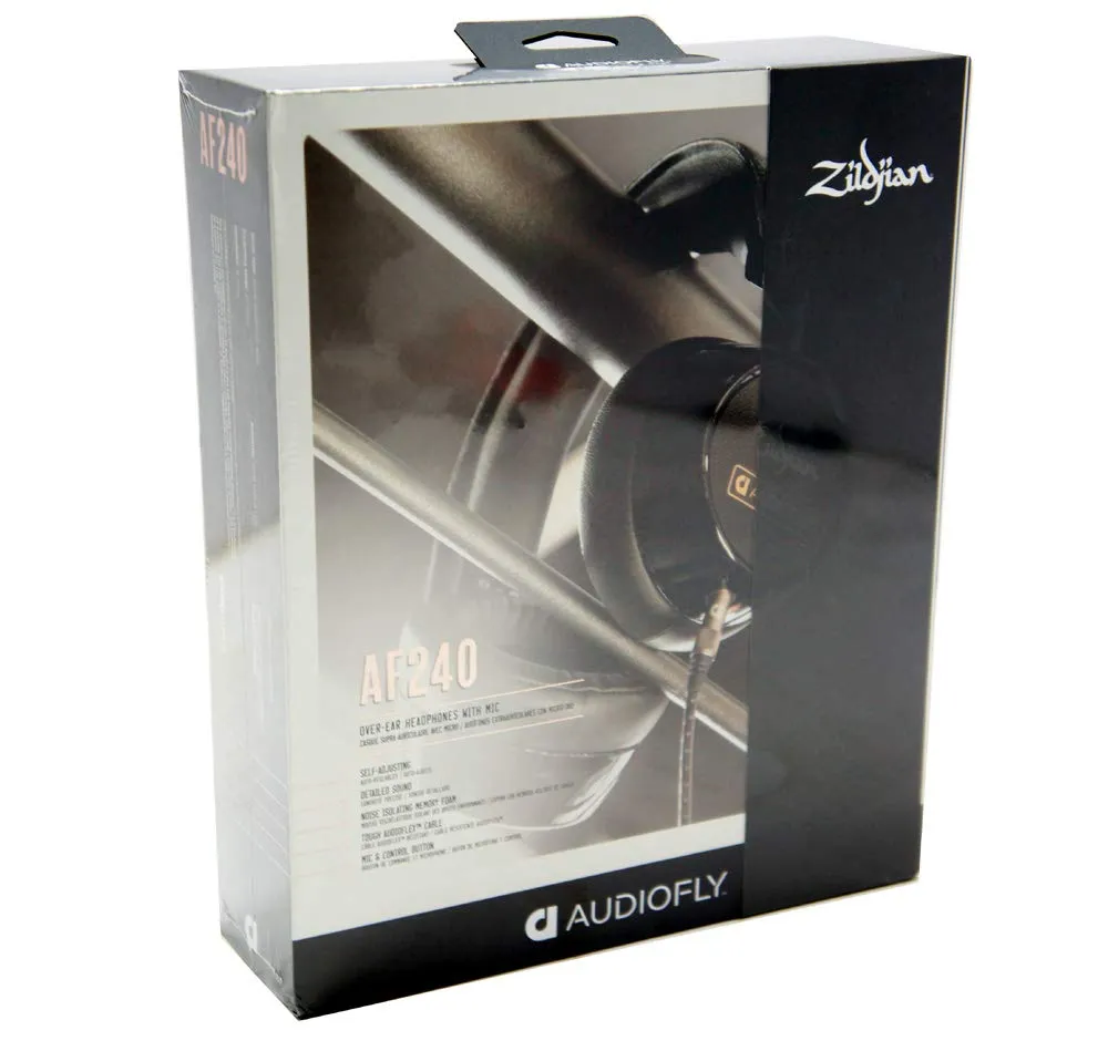 Audiofly AF240 Black Limited Edition Zildjian Over Ear Headphones with Remote Mic