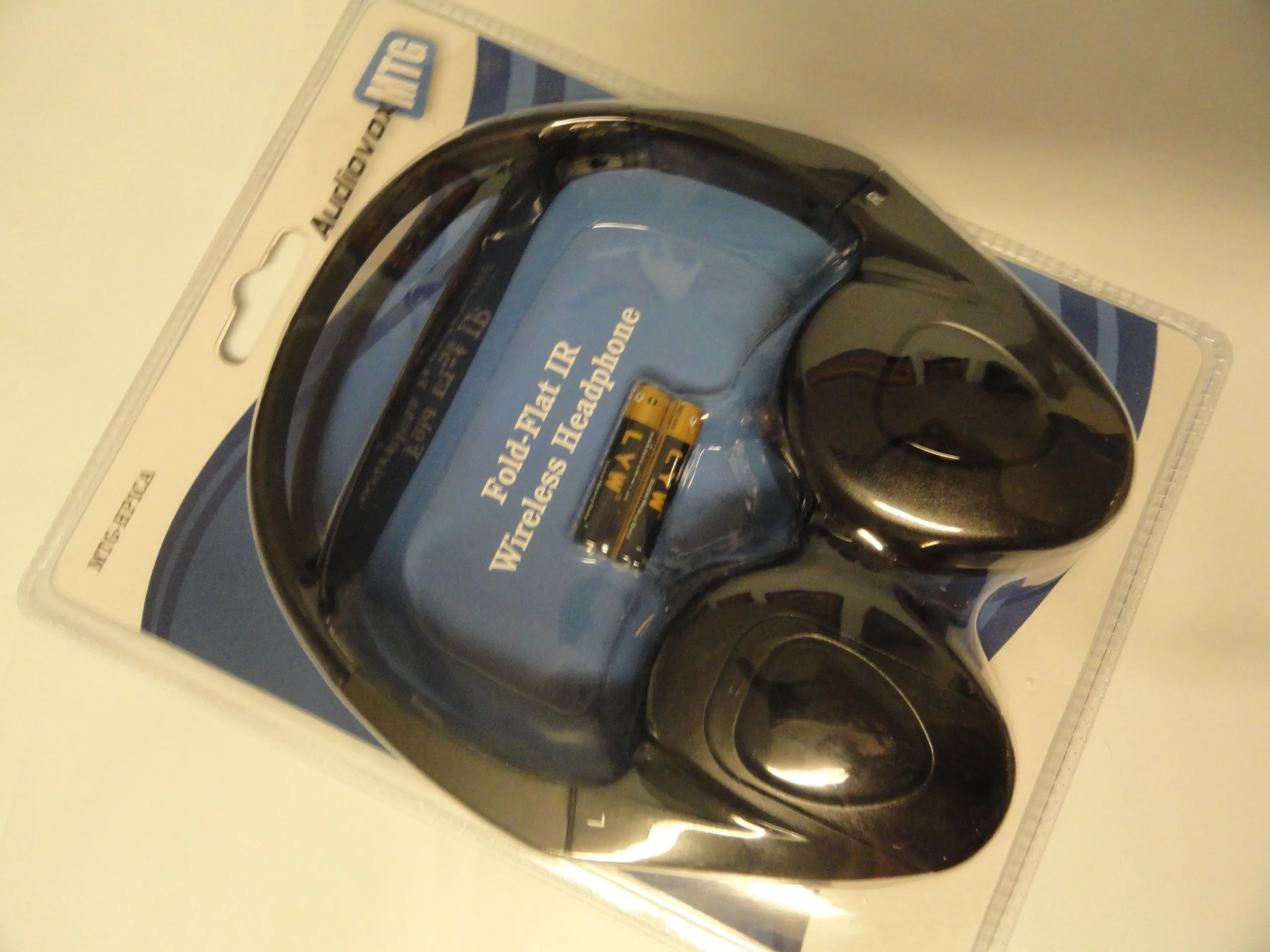 Audiovox Wireless Fold-Flat Headphones - Single Channel, Auto Shut Off, Batteries Included