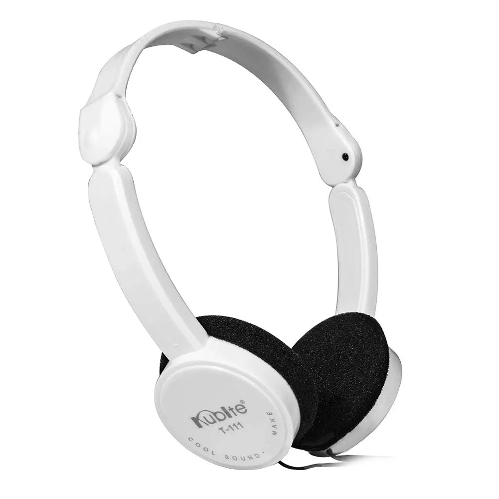 Baost Retractable Foldable Over-Ear Headphone - Lightweight Wired Headset with Mic, White