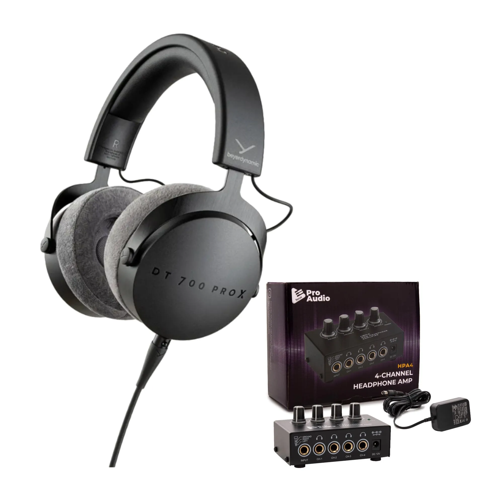 beyerdynamic DT 700 Pro X Closed Back Headphones Bundle with Compact 4-Channel Amplifier