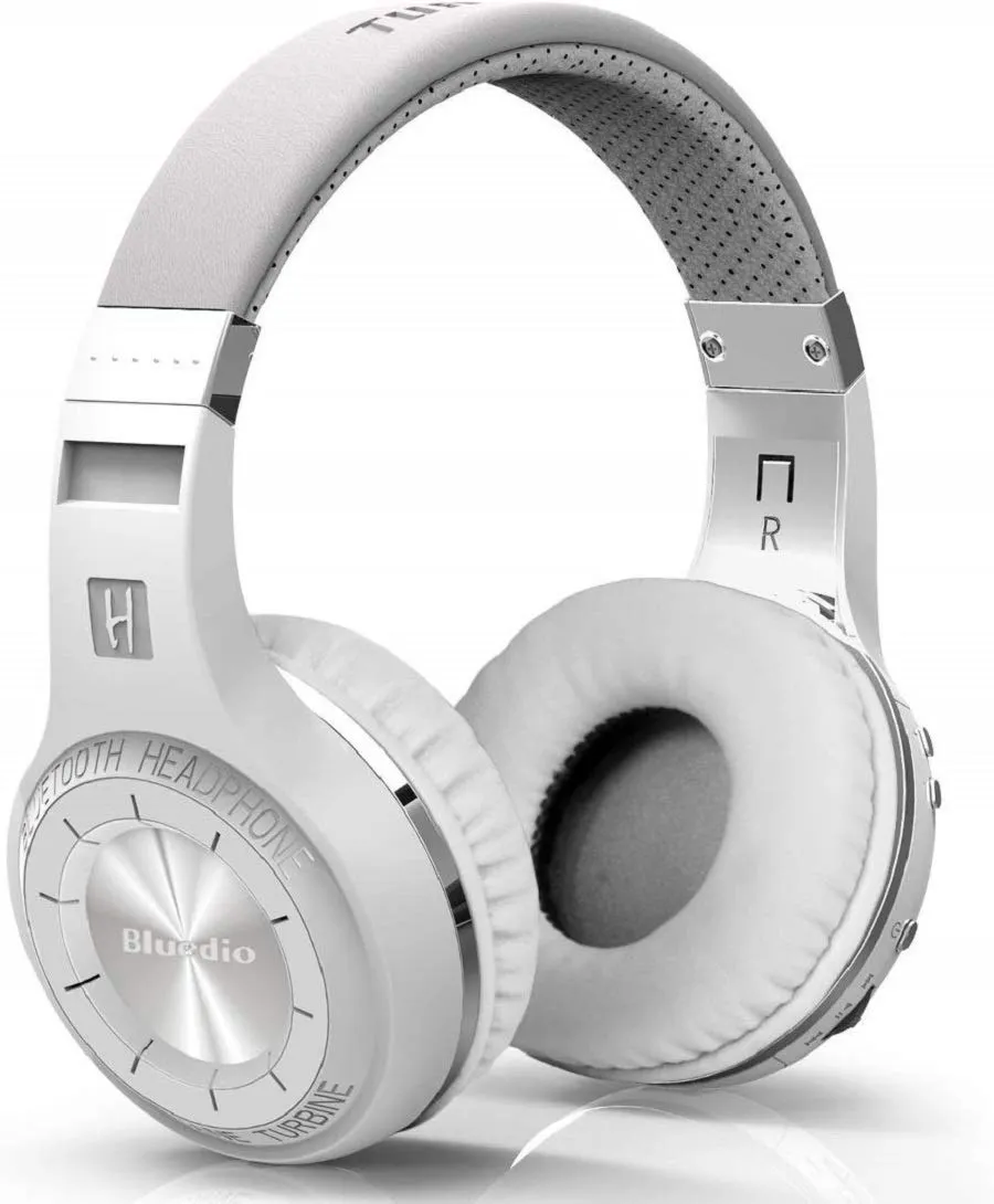 Bluedio Bluetooth 5.0 Headphones Over Ear, Wired/Wireless Noise Cancelling, White, Powerful Bass