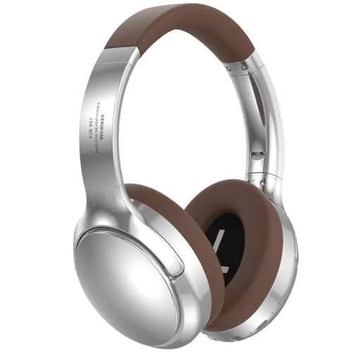 Bluetooth 5.3 Over-Ear Headphones, Hi-Res Audio Wireless Headset with Mic, Comfortable Brown