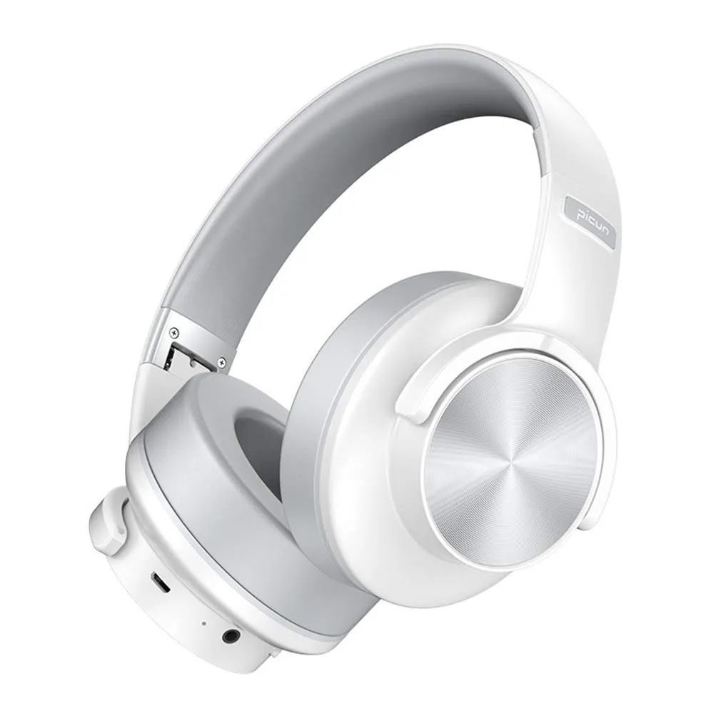 Bluetooth Foldable Headphones with Deep Bass and Noise Cancelling - Wireless Over-Ear, White