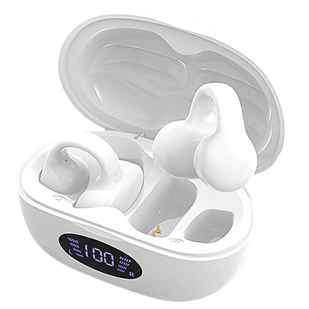 Bluetooth Headset 5.3, Open Bone Conduction Wireless, IPX5 Waterproof, Long Battery Life, White