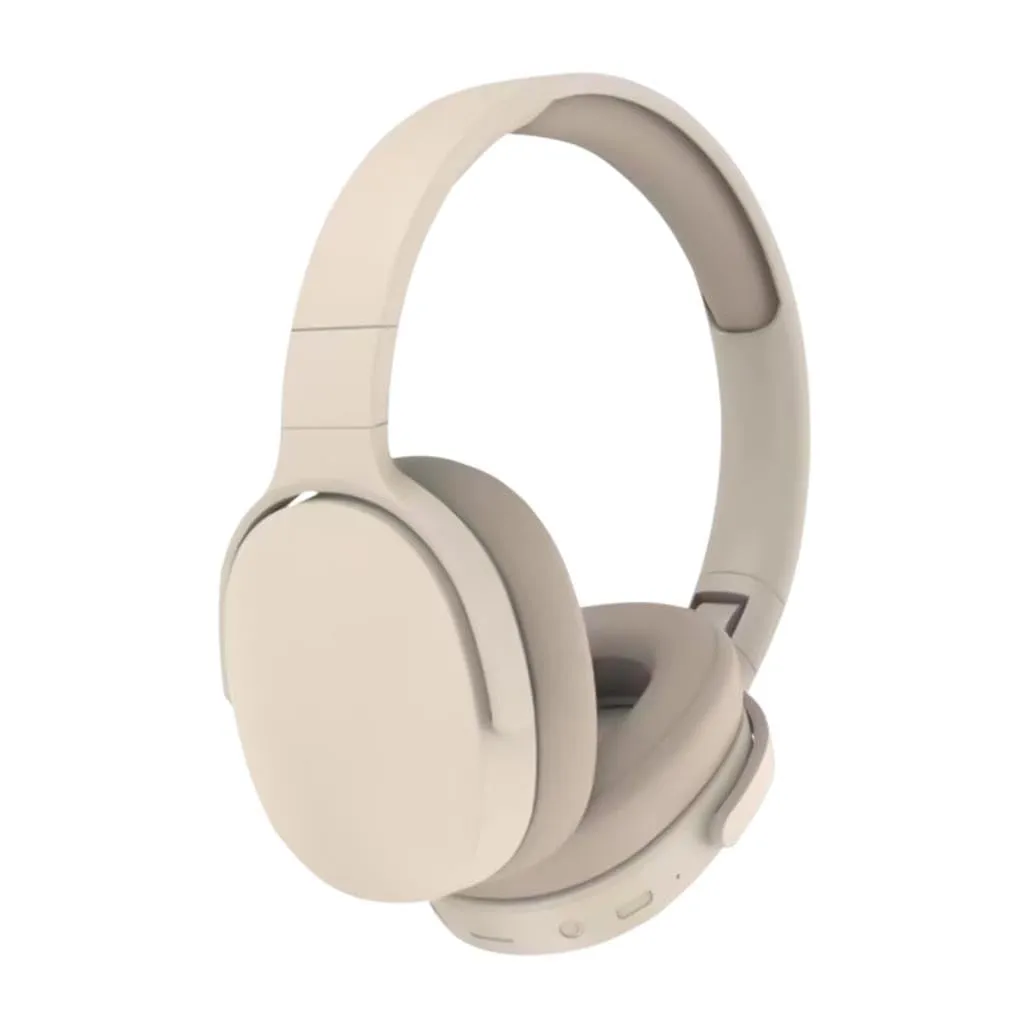 Bluetooth Over-Ear Headphones Wireless Hi-Fi Stereo Foldable for Games & Travel - Beige