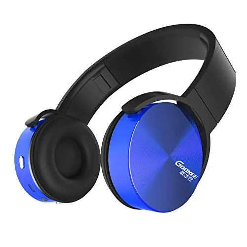 Bluetooth Over Ear Headphones with Deep Bass, Active Noise Cancelling, Built-in Mic, Blue