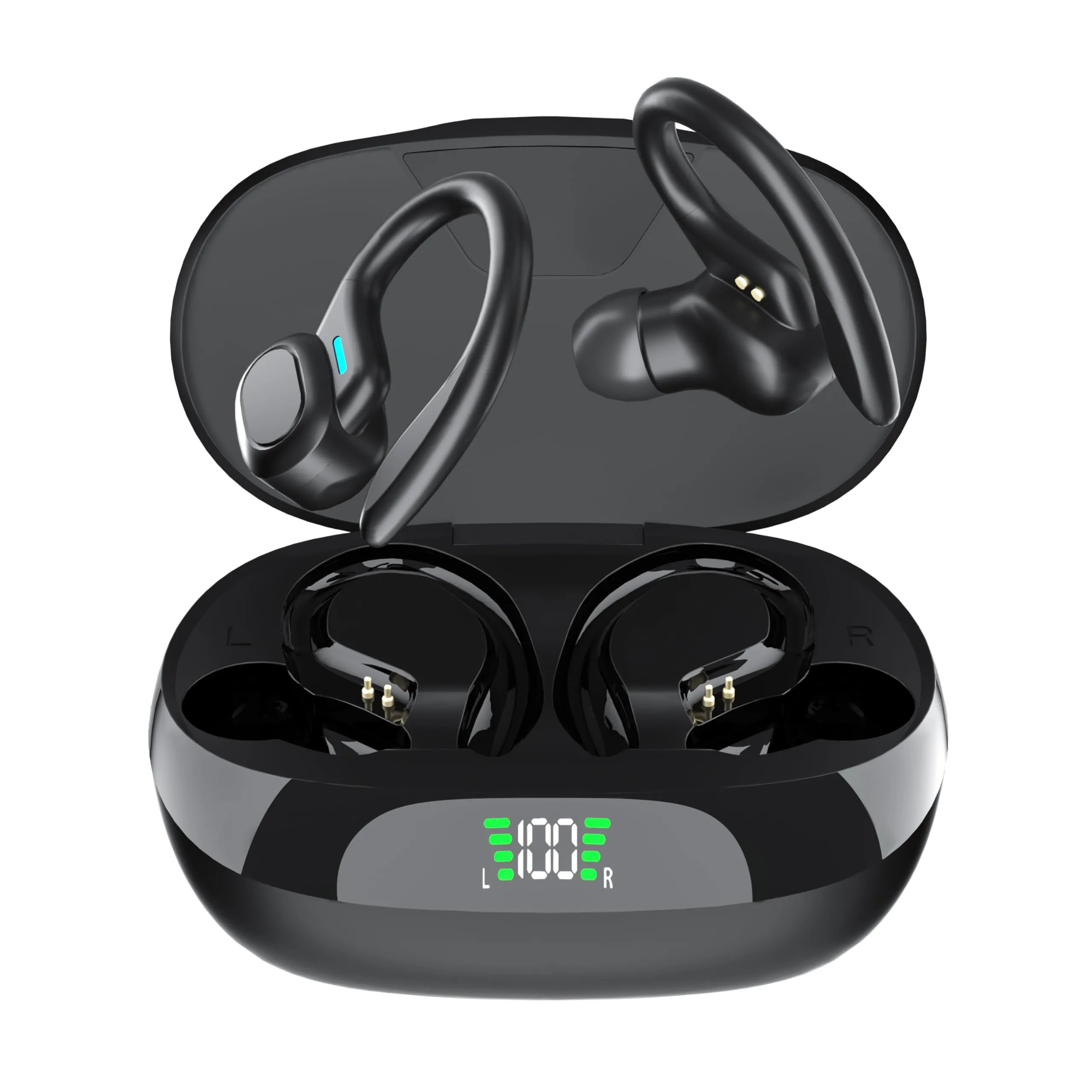 Bluetooth Wireless Earbuds with 45hrs Playtime, Sports Design, IPX5 Waterproof, Black