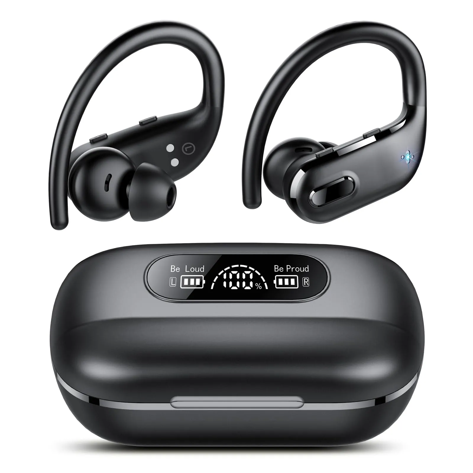 Bluetooth Wireless Earbuds with 80Hrs Playtime, IPX7 Waterproof, Deep Bass, Built-in Mic, Black