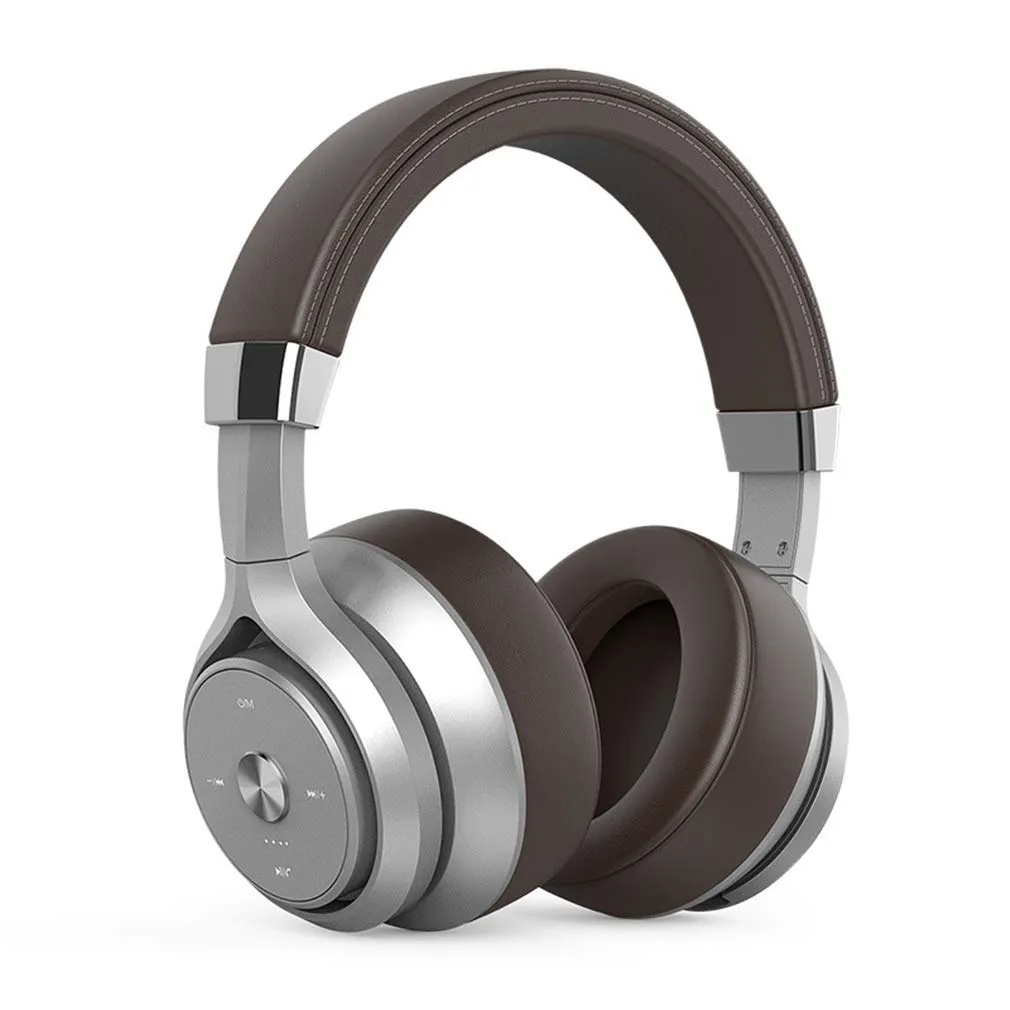 Bluetooth Wireless Headphones with Microphone, Foldable Over Ear, Brown, Deep Bass & Noise Cancelling