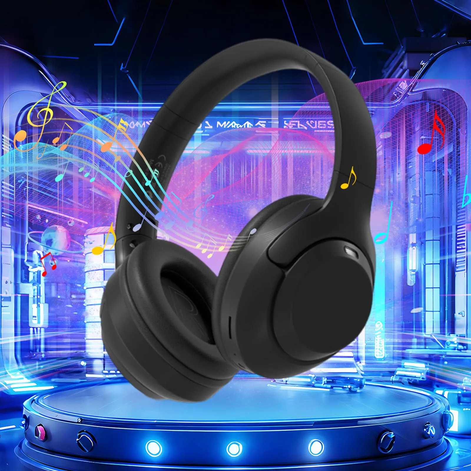 Bluetooth Wireless Over Ear Headphones with Microphone - Lightweight, Foldable, Noise-Cancelling