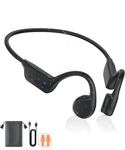 Bone Conduction Headphones, Wireless Bluetooth 5.3, IPX8 Waterproof, 32G MP3, 10H Battery Life