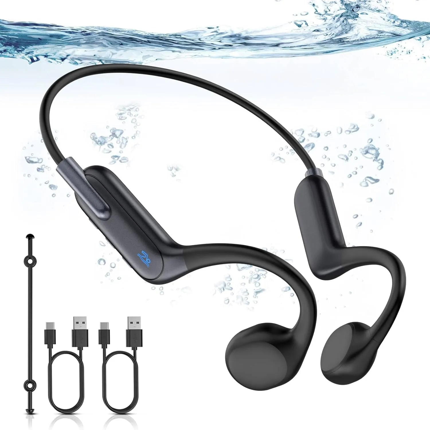 Bone Conduction Swimming Headphones, IPX8 Waterproof MP3 Player, 32GB Bluetooth 5.3 Earbuds