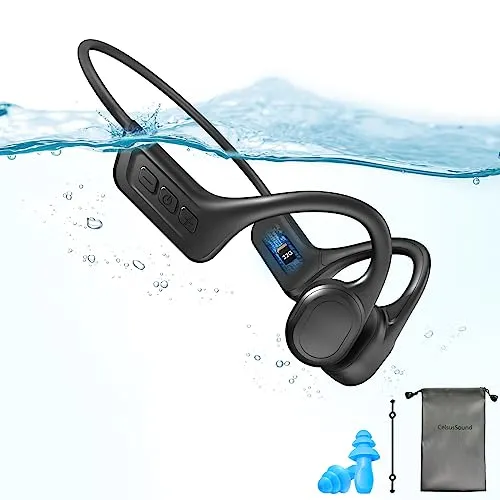 Bone Conduction Swimming Headphones, Waterproof IP68, Bluetooth 5.3, 32GB MP3, Open Ear Design