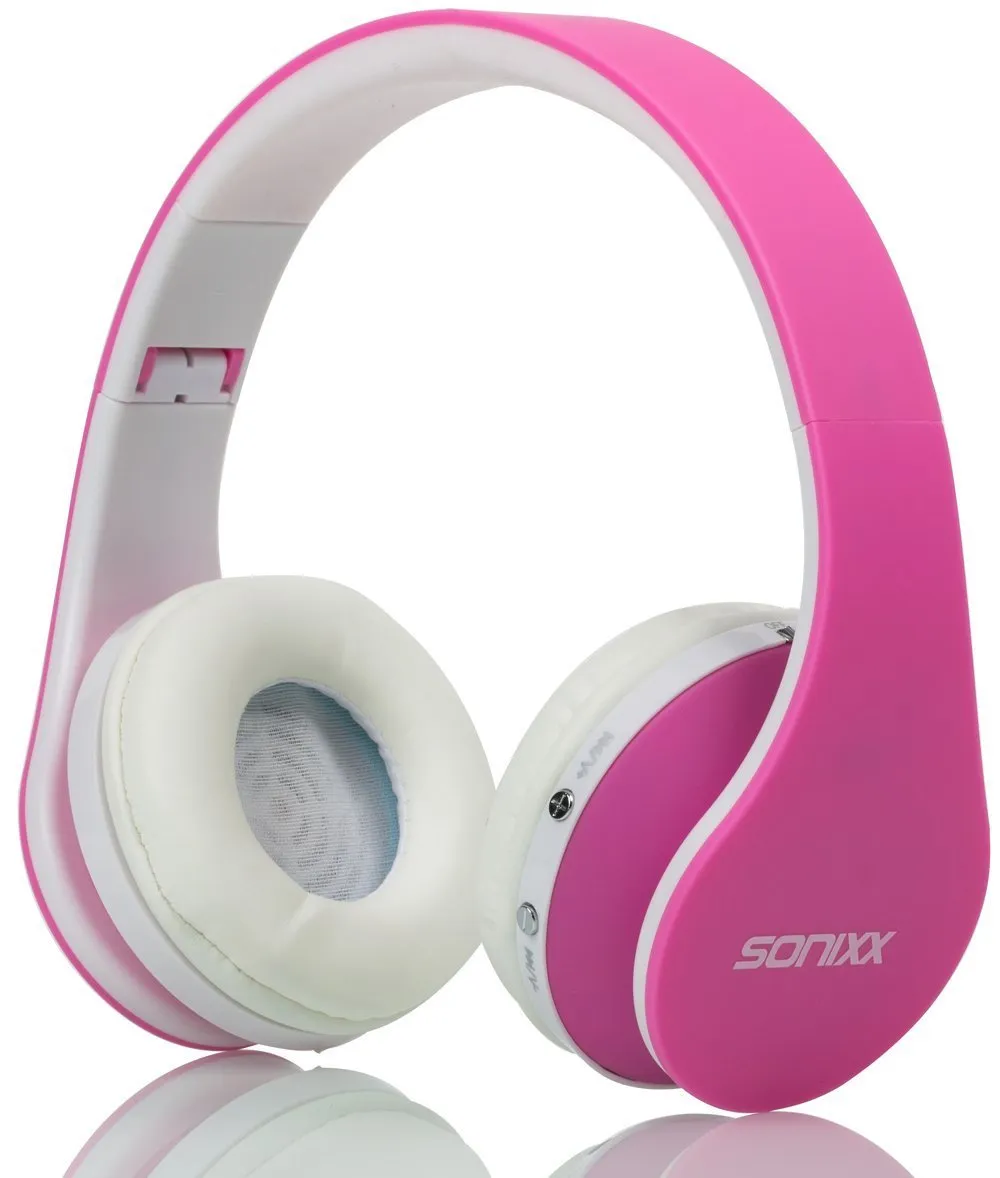 BTX1 Kids Bluetooth Headphones - Wireless, Pink, Universal Compatibility, Inline Microphone