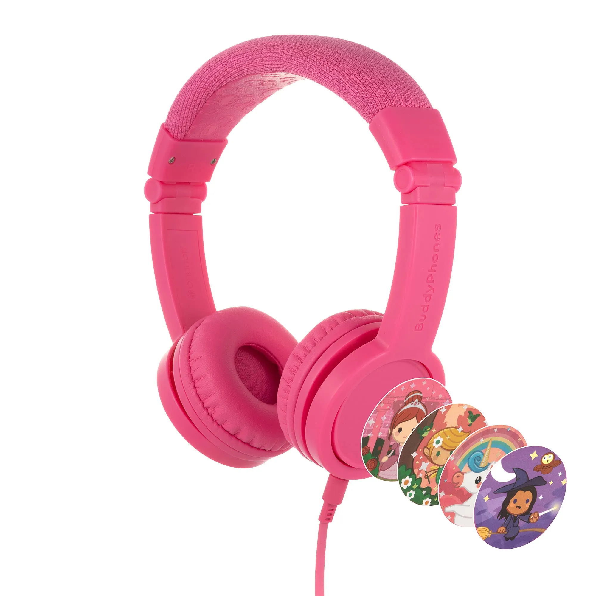 BuddyPhones Explore+ Kids Headphones, Volume-Limiting, Built-in Microphone, Rose Pink