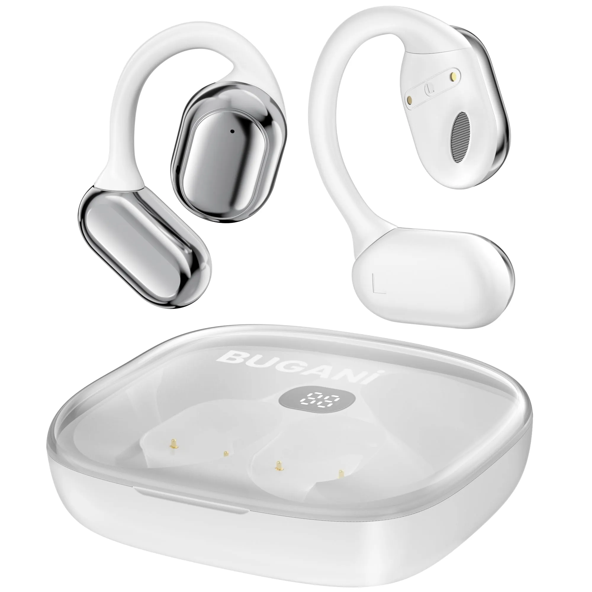 BUGANI Open Ear Headphones, Bluetooth 5.3 Wireless, 30H Playtime, Waterproof Sport Earbuds