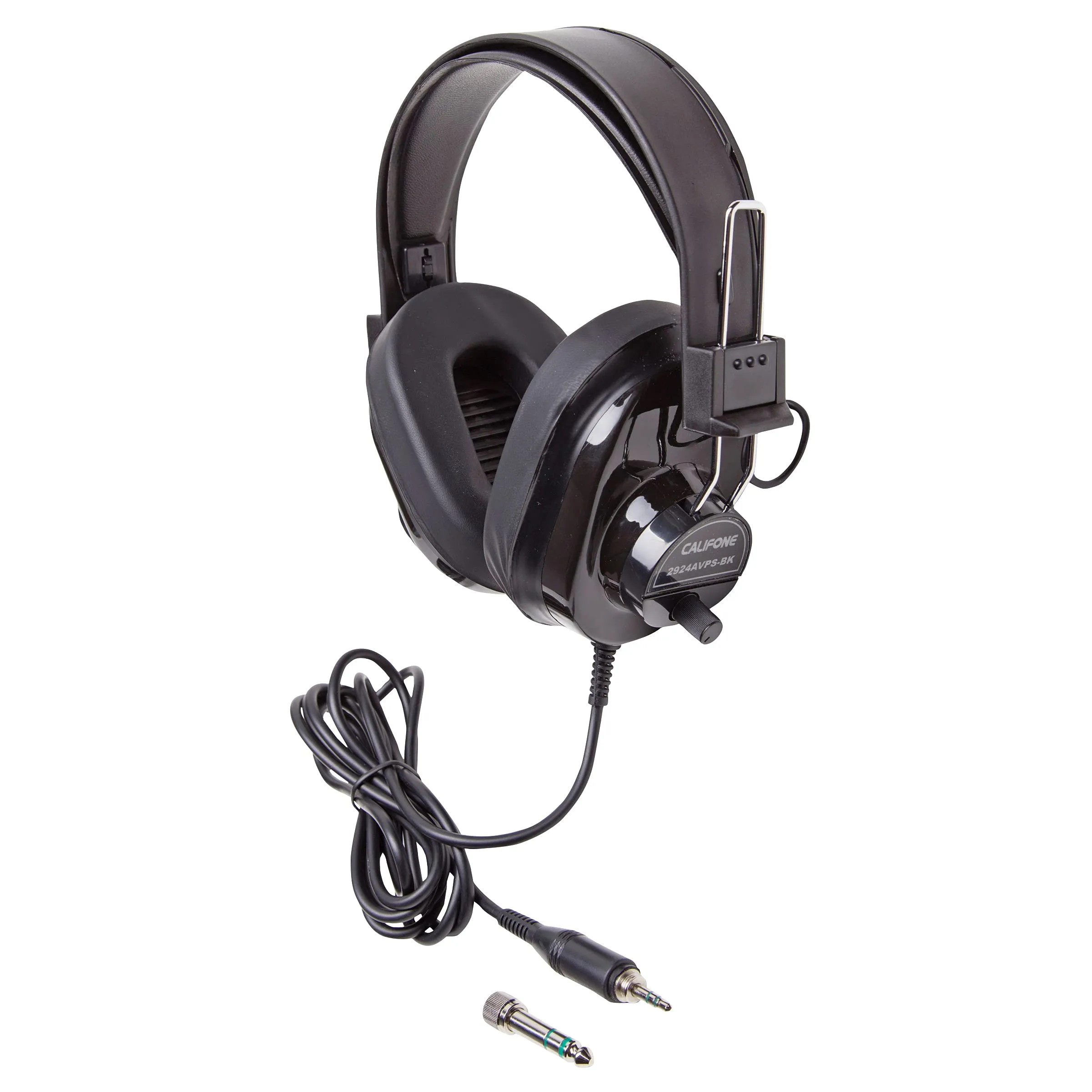 Califone 2924AVPS-BK Deluxe Stereo Over-Ear Headphones - Black, Adjustable, Noise-Reducing, 3.5mm Plug