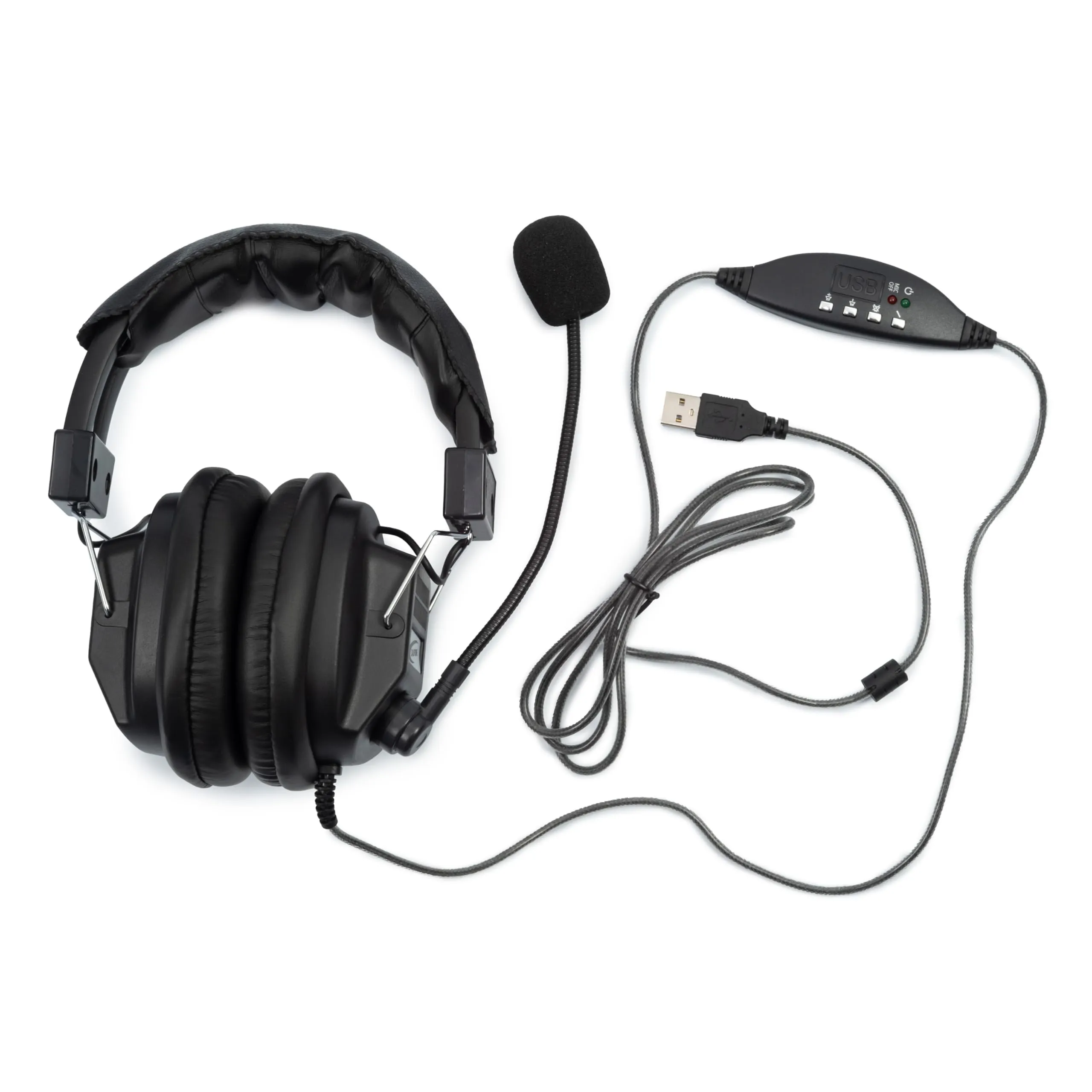 Califone 3068MUSB Black Over-Ear Headset with Gooseneck Microphone & Inline Volume Control