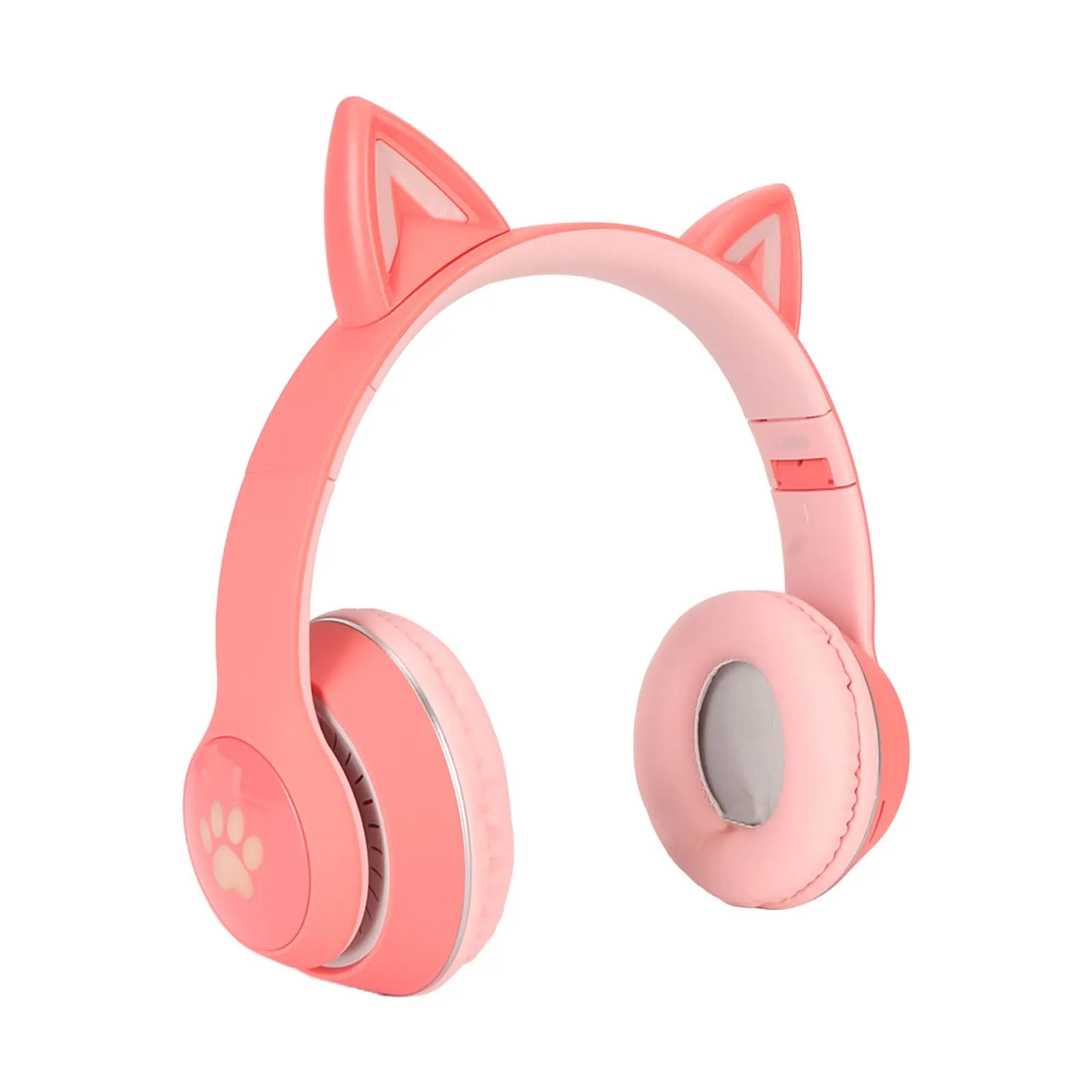 Cat Ear Bluetooth Headphones with Microphone, Foldable Design & LED Light, Wired & Wireless Options