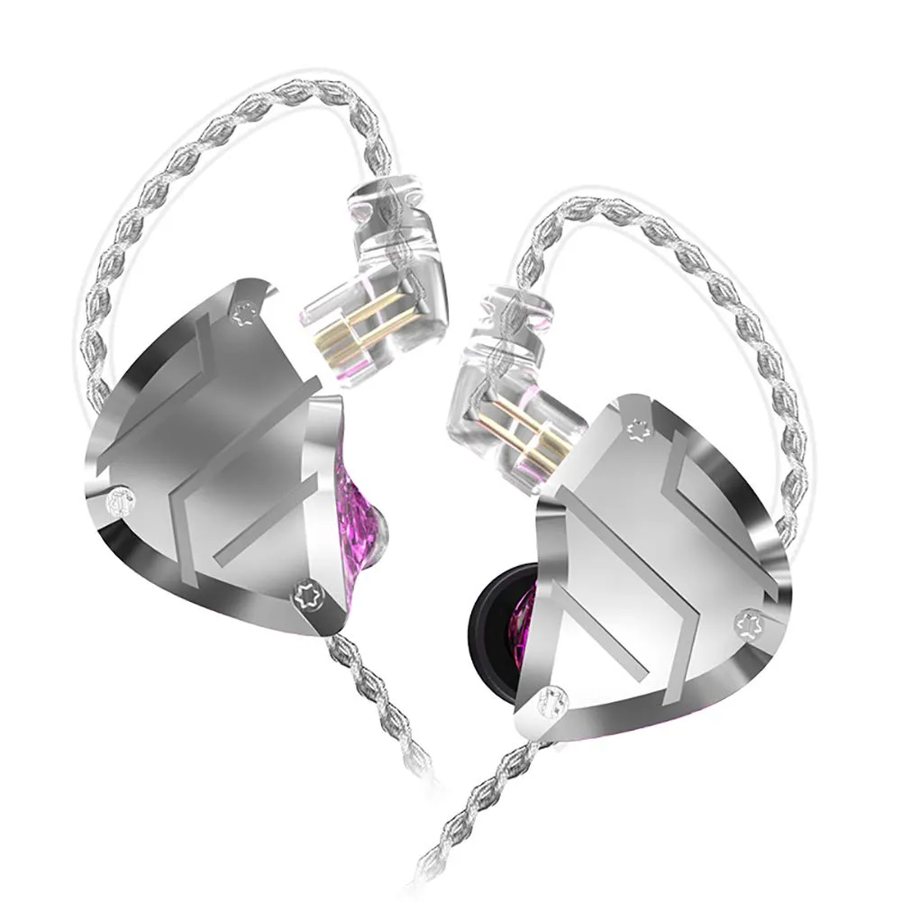 CCA C10PRO HiFi Stereo IEM Wired Earphones, 4BA+1DD Hybrid, Silver Purple, Detachable Cable