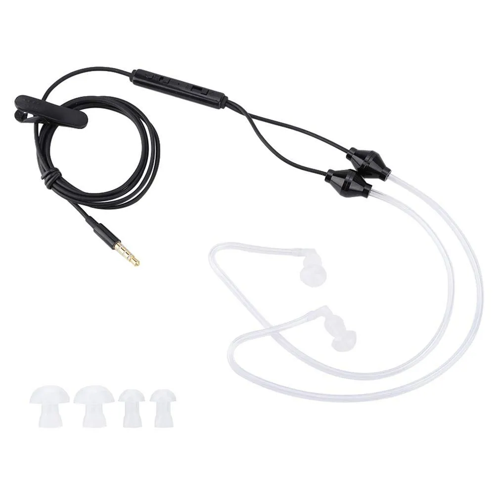 Ciglow in-Ear Headphones Black - 3.5mm Anti-Radiation Air Acoustic Tube Earpiece with Mic