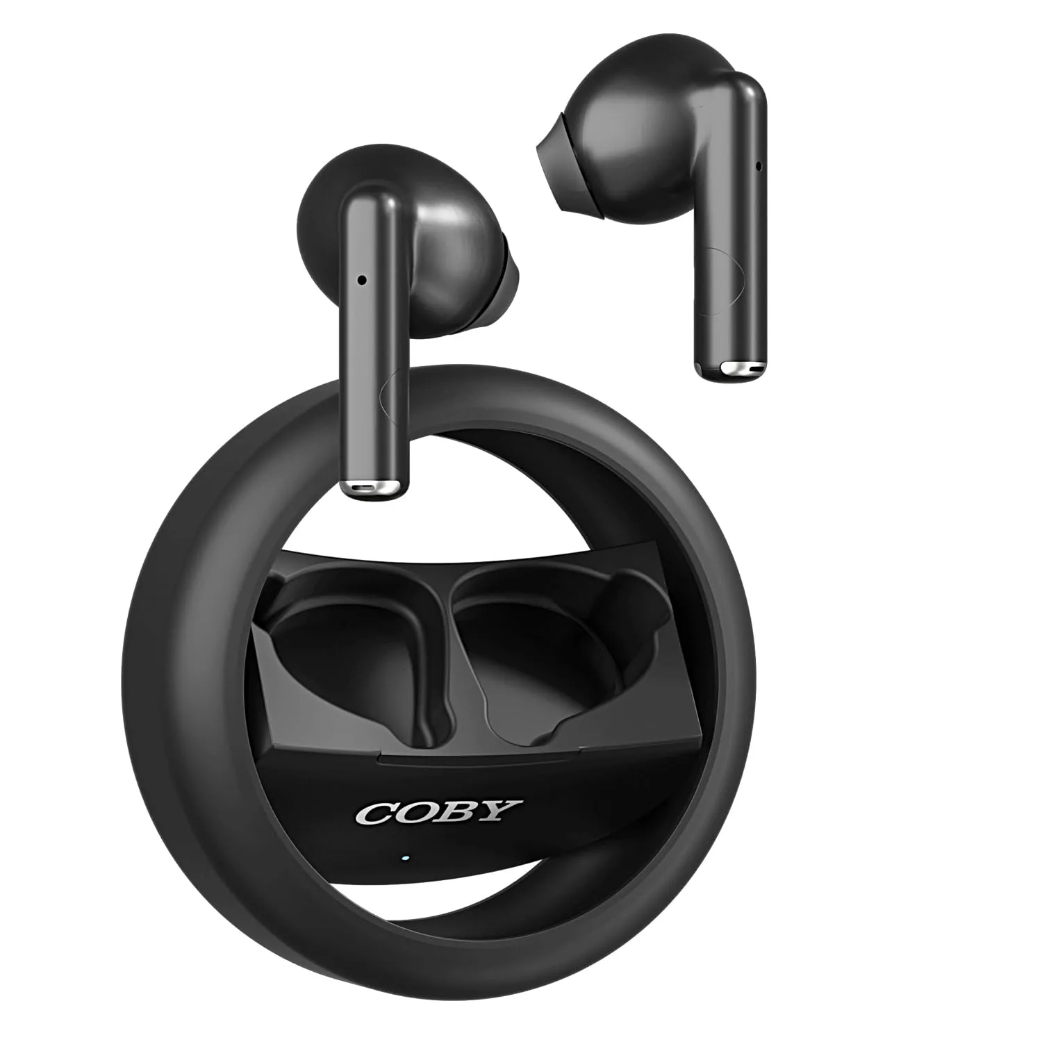 COBY Spinning True Wireless Earbuds, 8HR Playtime, Sweat-Resistant, Noise Isolation, Black